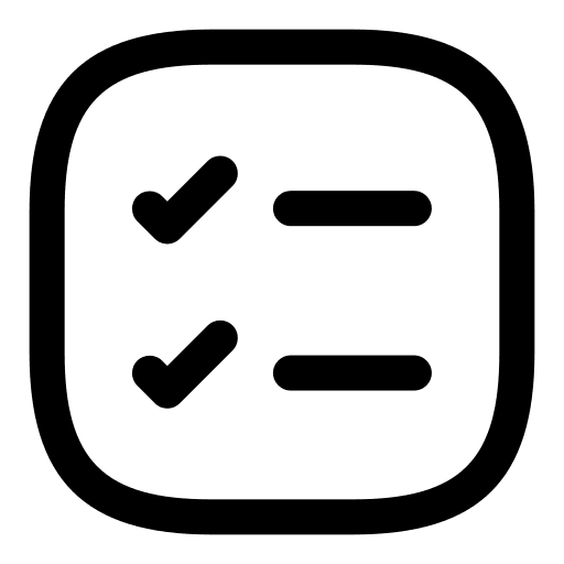 Checkbox with two checkmarks on the left and two horizontal lines on the right, enclosed in a rounded square.