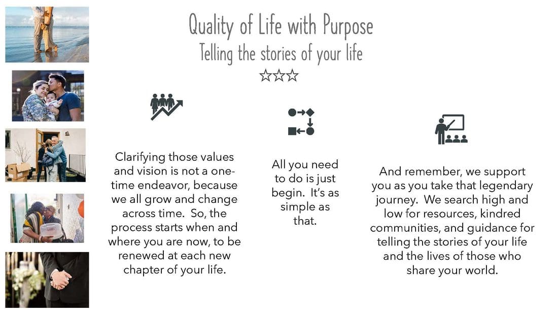 A page from the book, quality of life with purpose.