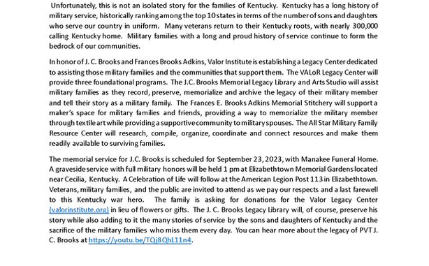 A page of an article about the kentucky military museum.