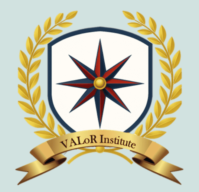 Emblem with compass and laurel wreath.